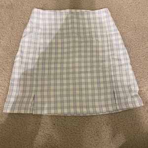 Brandy Melville Light Blue and White Checkered Skirt